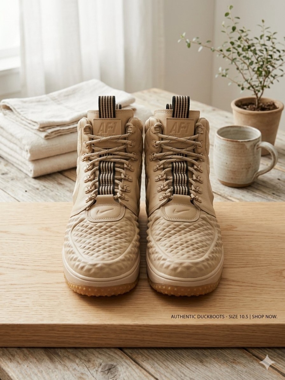 Nike Men's AF1's Beige Tan Duckboot Boots